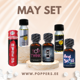 POPPERS MAY SET. Laaja valikoima poppereita. Tervetuloa Poppers.ee-verkkokauppaan. Osta poppereita turvallisesti verkosta Suomessa. Anonyymi toimitus Suomeen