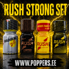 RADIKAL RUSH POPPERS Set. A wide range of poppers. Welcome to the Poppers.ee online store. Buy poppers safely online in Finland, Estonia, Latvia, and Lithuania. Anonymous delivery to Finland, Estonia, Latvia, and Lithuania.